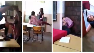 Bătaie &icirc;ntre două eleve de gimnaziu la o şcoală din judeţul Mureş! Şi-au &icirc;mpărţit palme &icirc;n timp ce colgii le filmau!