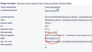 Codul cartii lui Grindeanu este acelasi cu al unei lucrari despre miscarea legionara