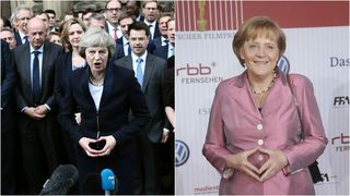 Apartin Angela Merkel si prim-ministrul britanic Theresa May sectei Illuminati? Gesturile mainilor le-a dat de gol, sustin specialistii in semnele masonice