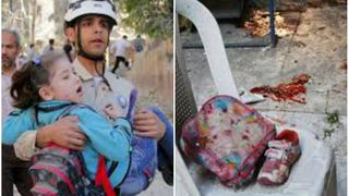 Macel in curtea scolii. Sase copii au fost ucisi intr-un bombardament in Siria. Imagini sfasietoare