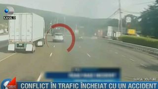 Un conflict in trafic s-a incheiat cu un accident! Imagini socante surprinse pe autostrada