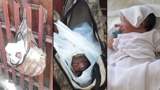 Bebelus nascut de doar o zi, gasit intr-o punga atarnata de un gard. Un gunoier a fost la un pas sa-l arunce in masina de gunoi