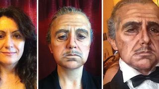 Ea este femeia care se poate transforma in orice celebritate vrea. Nu foloseste aparate protetice, ci face totul posibil numai prin machiaj