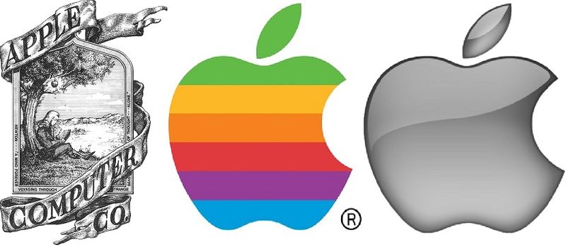 Evolutia siglei Apple, de la prima din 1976 (stanga) pana la cea de azi