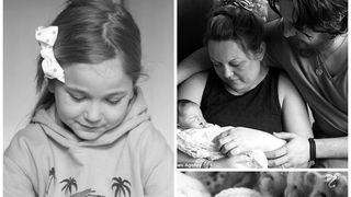 Acestea sunt cele mai triste poze de familie. Doua fetite isi leagana surioara nou-nascuta, care a murit la o ora dupa nastere