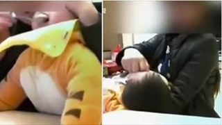 Baietel de un an, la un pas de moarte dupa ce bona l-a hranit cu forta. Imagini socante surprinse de camerele de supraveghere