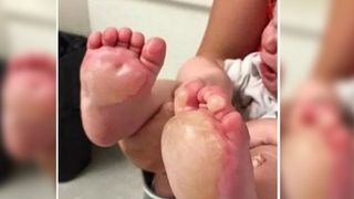 Cumplit! Bona a luat copilul, care plangea, si l-a bagat cu picioarele in uleiul incins