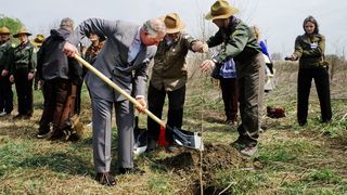 Printul Charles a plantat un plop in Delta Vacaresti FOTO: Helmut Igant