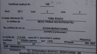 Acesta este certificatul medical al lui Daniel Stoian