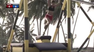 Miss Columbia, accident oribil la Exatlon! S-a prabusit in gol de la 4 metri pe acelasi traseu pe care Stefan s-a lovit la cap in semifinala | VIDEO