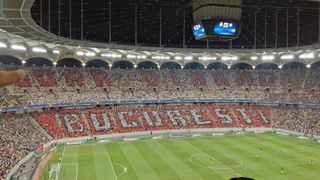 Lovitura umilitoare pentru Steaua la meciul cu Manchester City. A aparut un mesaj urias cu "Doar Dinamo Bucureşti" pe toată tribuna