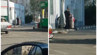 Imagini HALUCINANTE filmate &icirc;ntr-o benzinărie din București! Un preot spovedește o enoriașă l&acirc;ngă pompele de carburanți