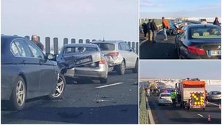 Accident &icirc;n lanţ pe autostrada Timișoara-Lugoj. Mai multe maşini ciocnite din cauza unui vitezoman