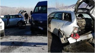 Şoferul unui microbuz a lovit trei mașini, pe DN 1, la Hula Bradului. Două femei şi o fetiţă de 3 ani au ajuns la spital. Alţi 10 oameni, implicaţi