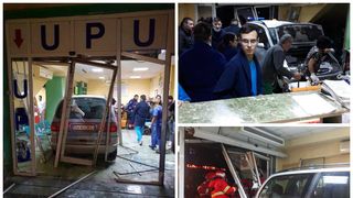 Clipe de panică la Craiova! Un șofer a intrat cu mașina în Spitalul Județean!