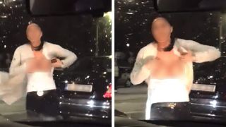 Scandal în traficul din Capitală. O femeie în sânii goi a sărit la bătaie 