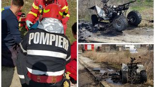 Accident &icirc;n zona Corbu! Un ATV a luat foc &icirc;n mers, iar conducătorul lui a ars ca o torță! Cine se afla pe motor? Pompierii, ȘOCAȚI