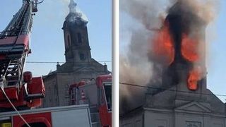 VIDEO | Incendiu la turla şi la acoperişul unei biserici din Timiş 