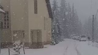 VIDEO | Ninsoare in mijlocul primaverii, in statiunea Baile Harghita