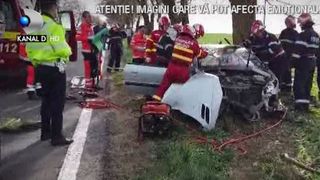 VIDEO | Accident cu masina primita cadou de majorat