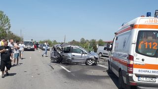 VIDEO. Accident cu sase raniti la iesirea din localitatea Mihail Kogalniceanu