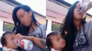 T&acirc;nără mamă, live pe Facebook &icirc;n timp ce &icirc;i dă bere fiicei sale! Susține că o ajută să adoarmă