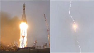 Racheta "Soiuz" a fost lovită de fulger chiar în momentul lansării