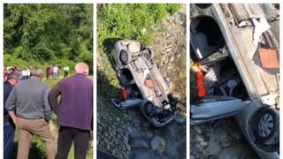 VIDEO | Accident grav &icirc;n Gorj. O mașină a căzut de pe un pod. Trei oameni au murit