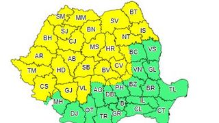 Cod galben de ploi torenţiale, vijelii şi grindină