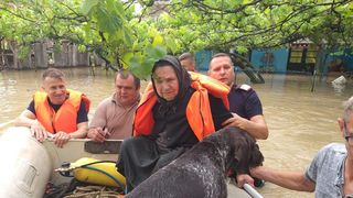 Imagine emoţionantă: O bătr&acirc;nă şi c&acirc;inele ei au fost salvaţi de pompieri, &icirc;n Timiş
