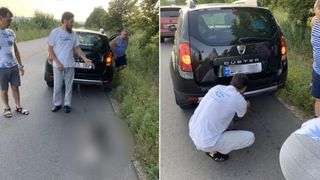 Imagini &icirc;nfiorătoare! Un preot a legat un c&acirc;ine cu lanţul de maşină şi l-a t&acirc;r&acirc;t pe asfalt