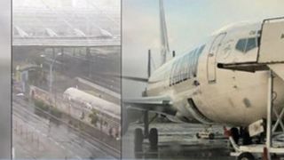 VIDEO | Patru avioane, avariate de furtuna din București