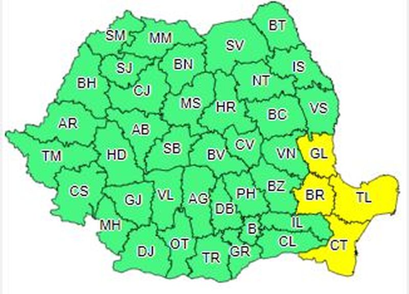 Vreme ploioasâ în țară. Cod galben de ploi, începând de joi dupâ-amiază