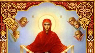 1 octombrie sărbătoare mare pentru creștinii de pretutindeni. Cruce roşie, &icirc;nchinată Maicii Domnului