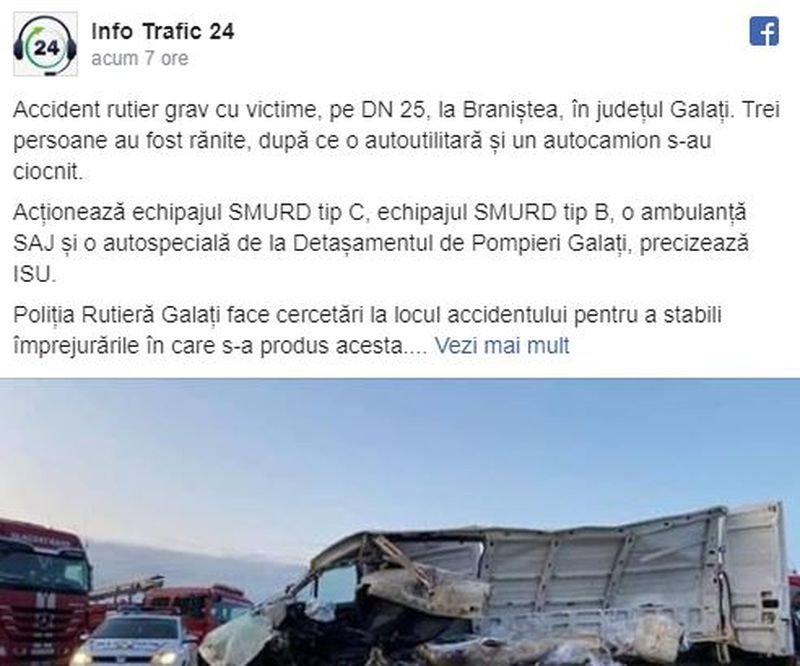 Accident devastator. Un microbuz a fost rupt în două de un TIR