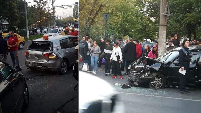 Mașină de școală auto spulberată de un autoturism în care se afla un șofer beat