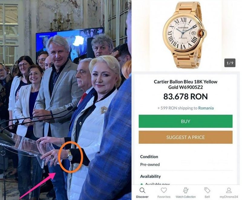 Viorica Dăncilă cu un ceas de lux la mână. Bijuteria este echivalentul a 119 pensii