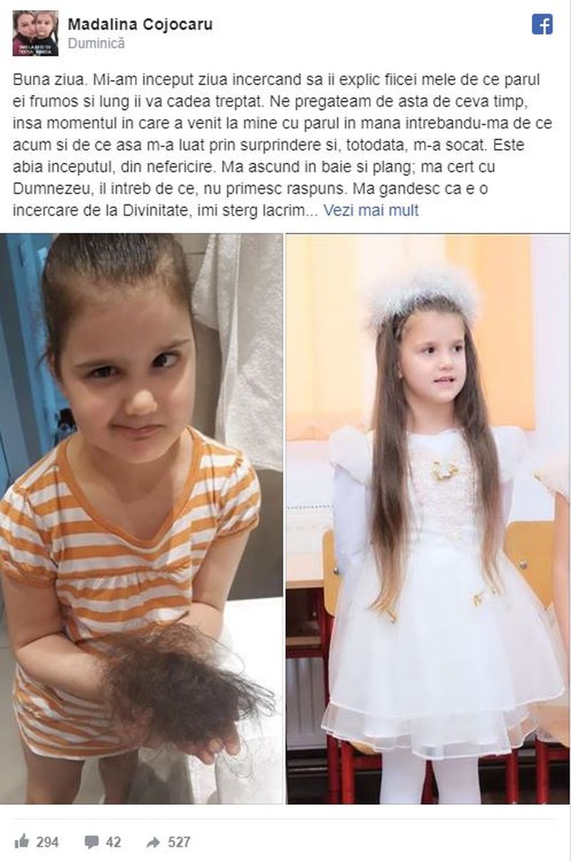 Povestea șocantă a unei mame îndurerate: „Fiica mea a venit la mine cu părul căzut în mână și m-a întrebat de ce acum...Mă cert cu Dumnezeu și îl intreb de ce”