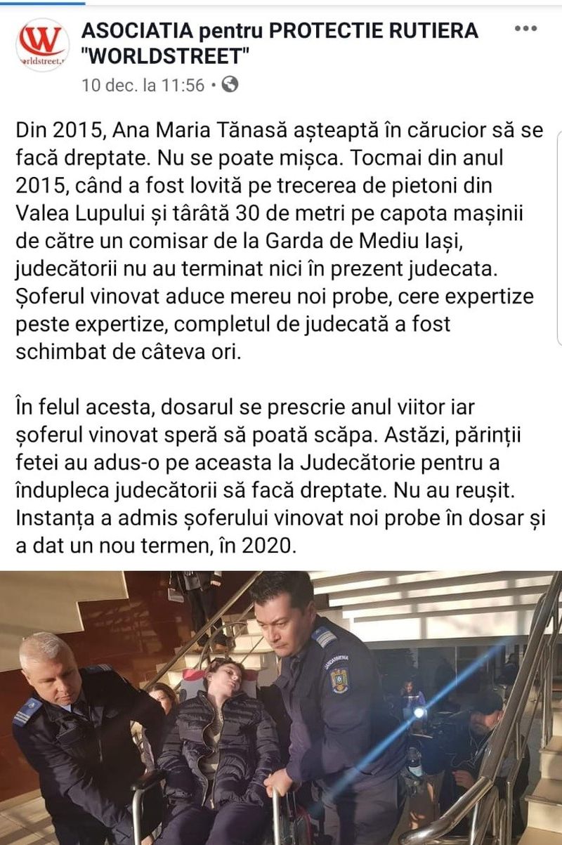 Caz șocant la Iași. O adolescentă paralizată de 4 ani, a fost urcată pe brațe la instanță pentru că judecătorii voiau să se convingă de starea ei