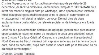 Vezi când și-a folosit Cristina Țopescu telefonul mobil pentru ultima oară înainte să moară