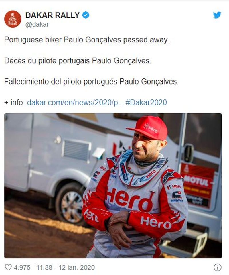 Lumea sportului este îndoliată. Un renumit motociclist și-a pierdut viața în timpul raliului de curse