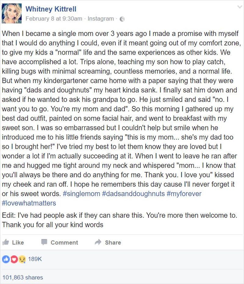 Gestul impresionant al unei mame care își crește singură copilul. Se deghizează în bărbat ca fiul ei să nu fie singur la petrecerea de la grădiniță