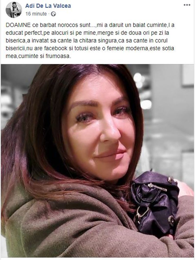 Adi de la Vâlcea declarații uimitoare despre soția sa: „Merge și de două ori pe zi la biserică, a învățat să cânte la chitară singură, ca să cânte în corul bisericii..”