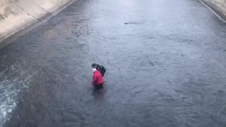 O femeie a fost salvată de jandarmi din mijlocul râului Dâmbovița după ce a încercat să se sinucidă