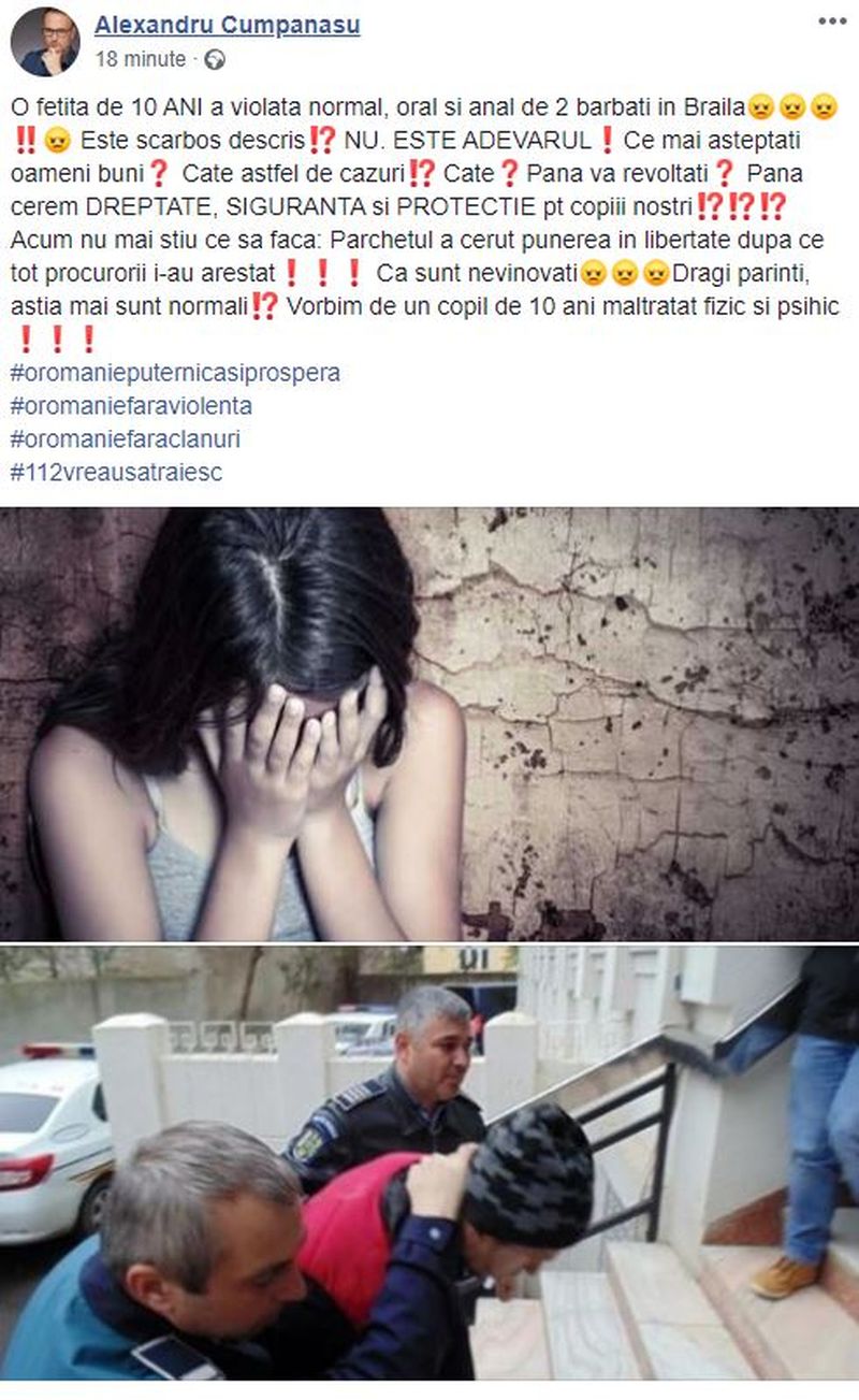 Alexandru Cumpănașu revoltat: „O fetiță de 10 ANI violată normal, oral și anal de 2 bărbați!”