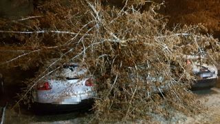 VIDEO | Vreme București. Iarna s-a dezlănțuit în Capitală. Mașini avariate și acoperișuri smulse