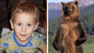 Copil protejat de urs