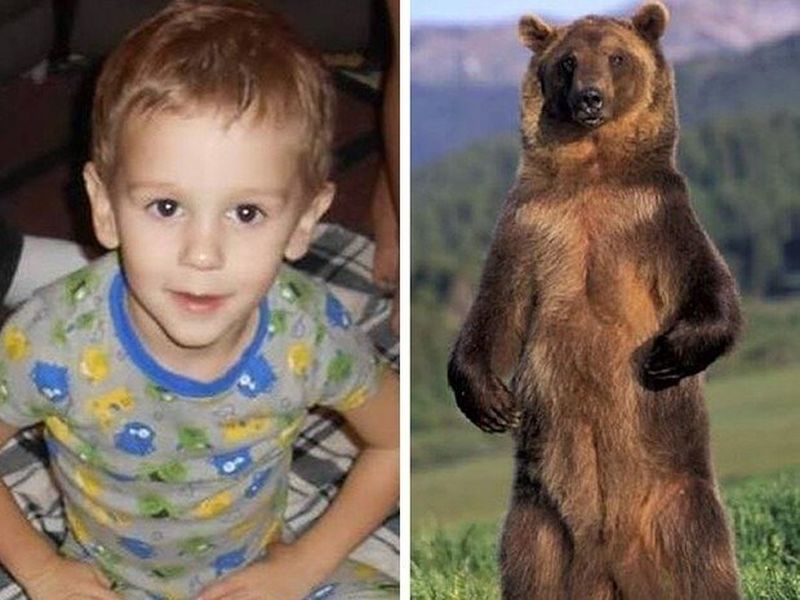 Copil protejat de urs