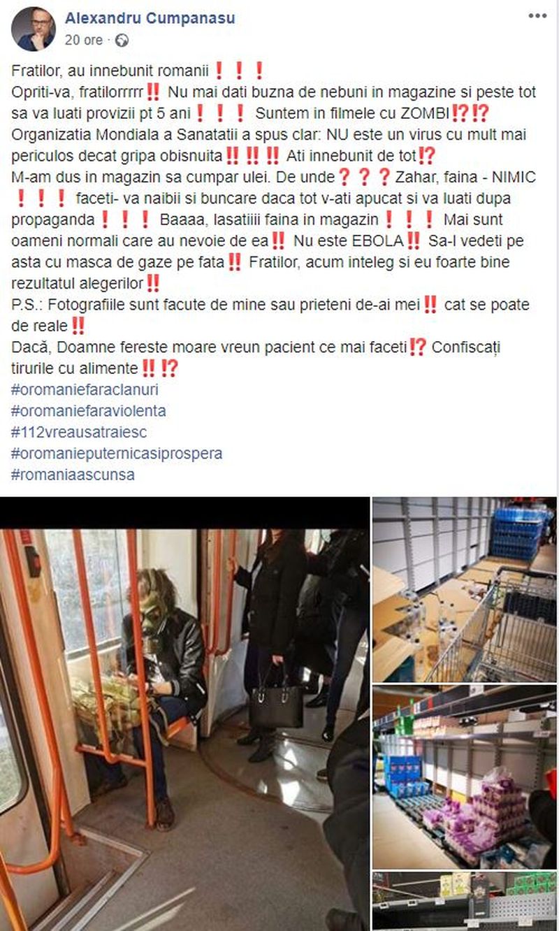 Reacția lui Alexandru Cumpănașu pentru apariția CORONAVIRUS