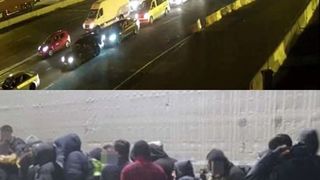 Convoi de maşini cu rom&acirc;ni care se &icirc;ntorc din străinătate,